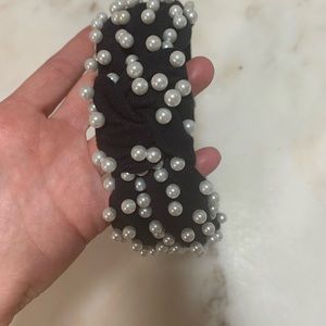 Lele Sadough black headband with pearls